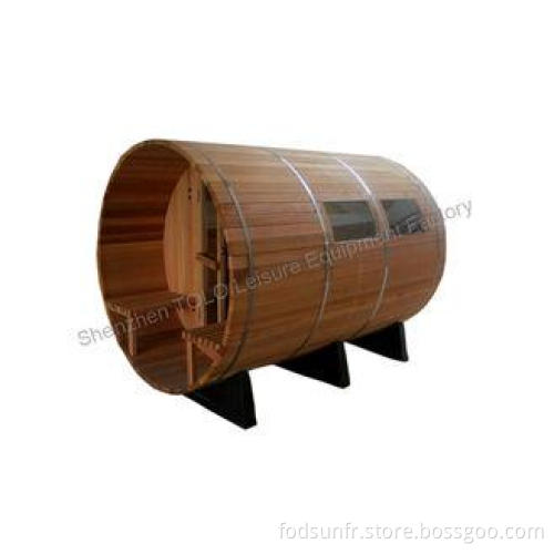 Cedar wood Barrel sauna room with porch for 4 person